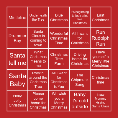 Christmas Music BINGO Card