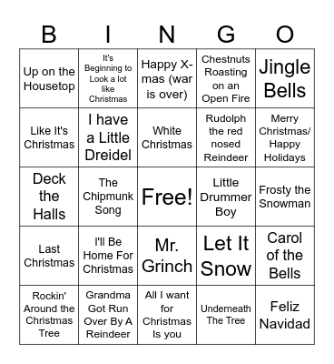 Holiday Bingo Card