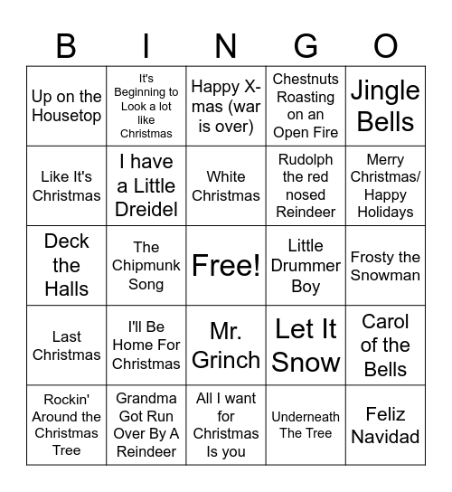 Holiday Bingo Card