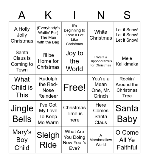 Holiday Luncheon! Bingo Card