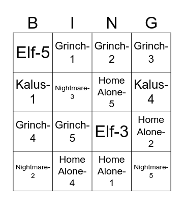 Test Final Bingo Card