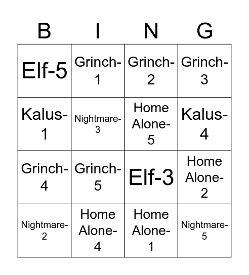 Test Final Bingo Card