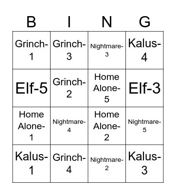 Test Final Bingo Card