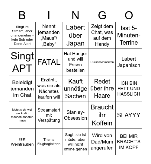 MINA Bingo Card