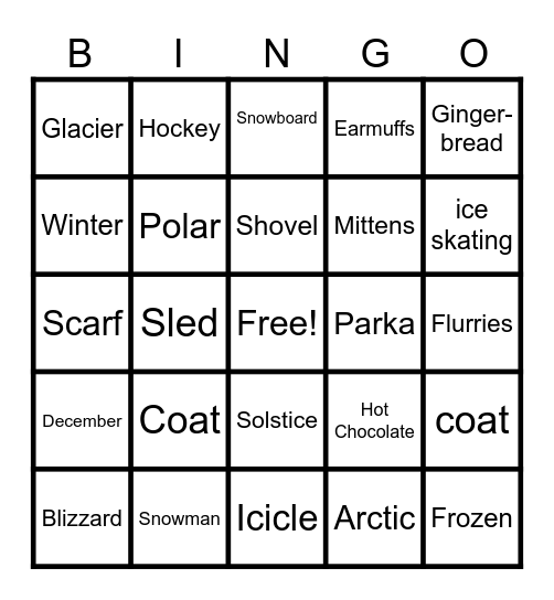WINTER BREAK BINGO Card