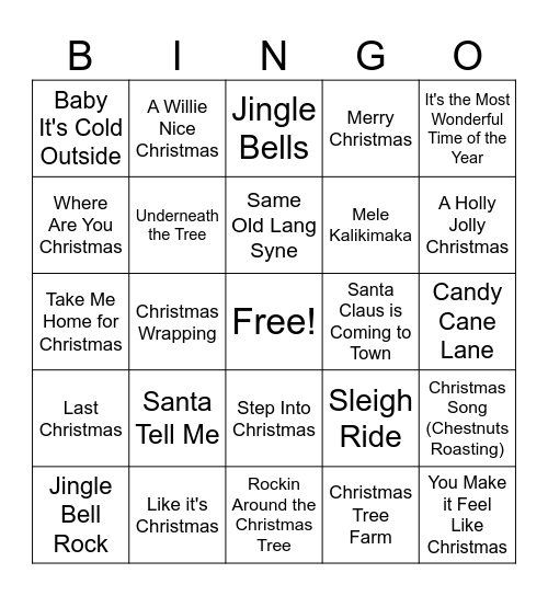 Christmas Bingo Card