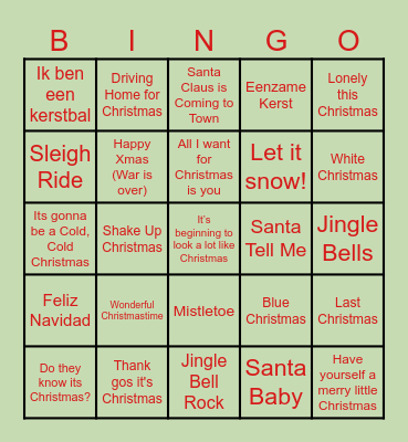 PLG C Kerstbingo Card