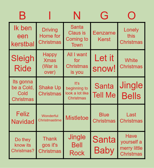 PLG C Kerstbingo Card