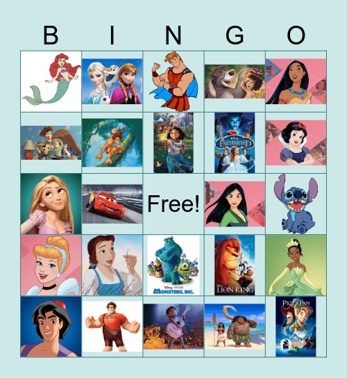 Disney Songs Bingo Card