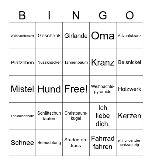 Heidelberg Holiday Bingo Card