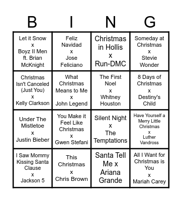 Christmas Music Bingo Card