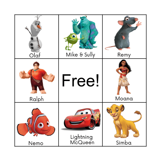 Disney Bingo Card