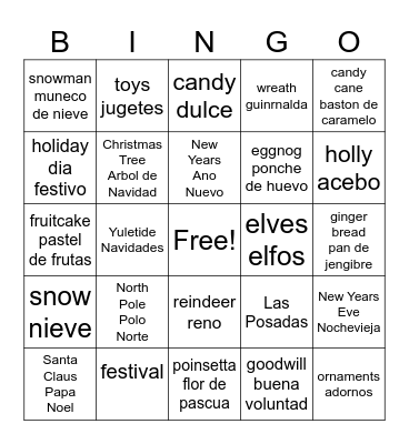 Happy Holidays Bingo Card