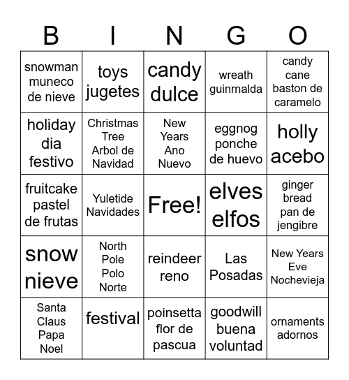 Happy Holidays Bingo Card