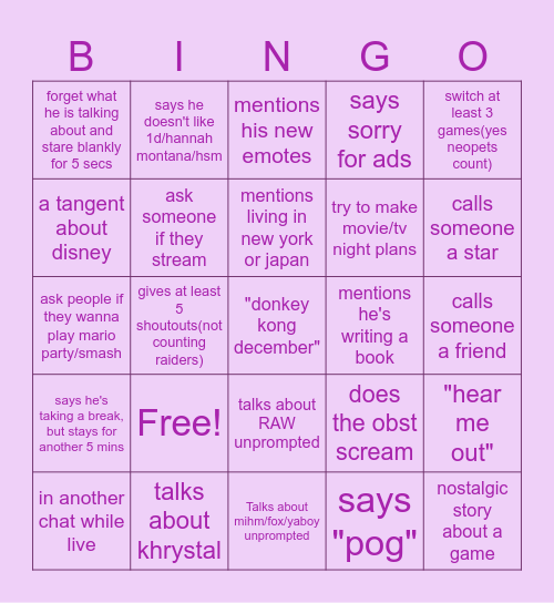 BingObst Bingo Card