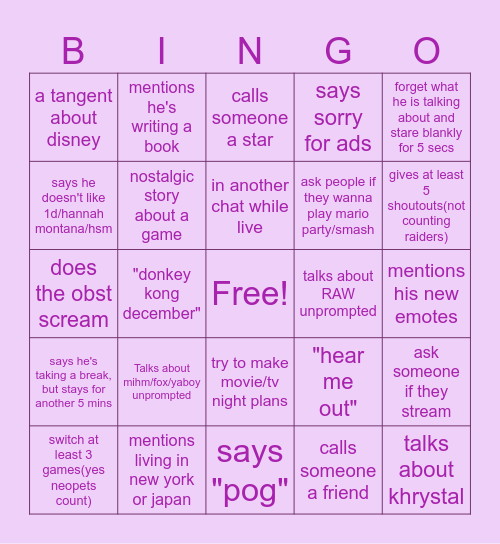 BingObst Bingo Card