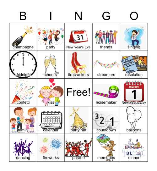 Happy New Year Bingo Card