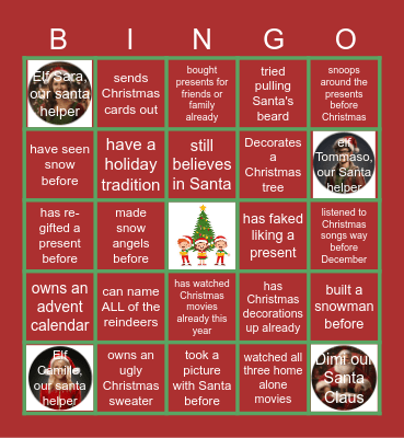 Virtual Holiday Bingo Card