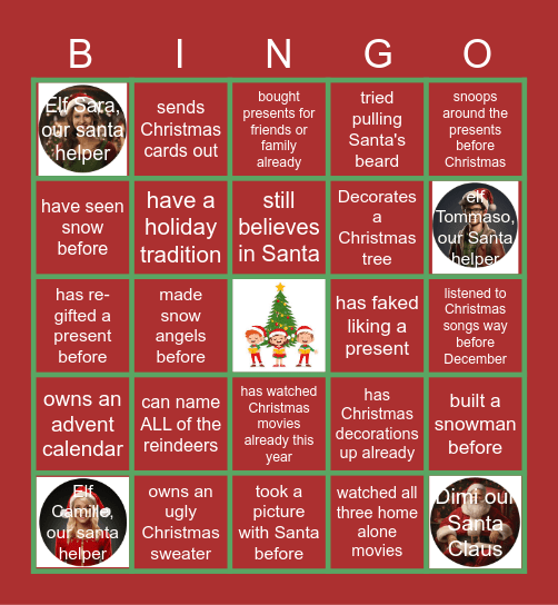 Virtual Holiday Bingo Card