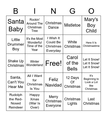 Christmas Bingo Card