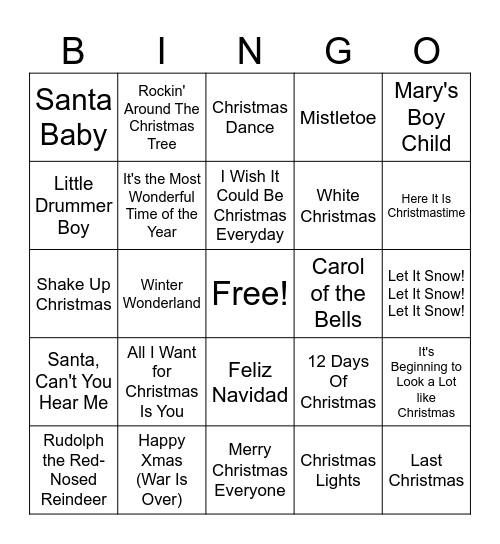 Christmas Bingo Card