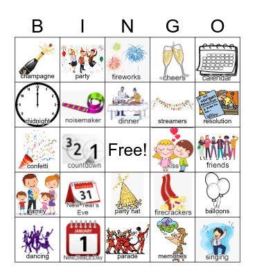 Happy New Year Bingo Card