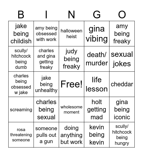 brooklyn 99 Bingo Card