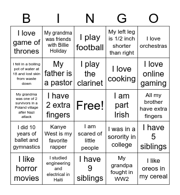 Cottage DSP's and Nursing only Guess who Bingo Card