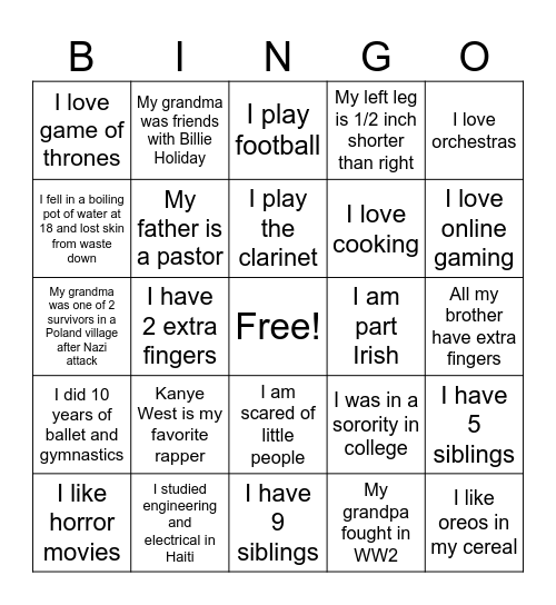 Cottage DSP's and Nursing only Guess who Bingo Card