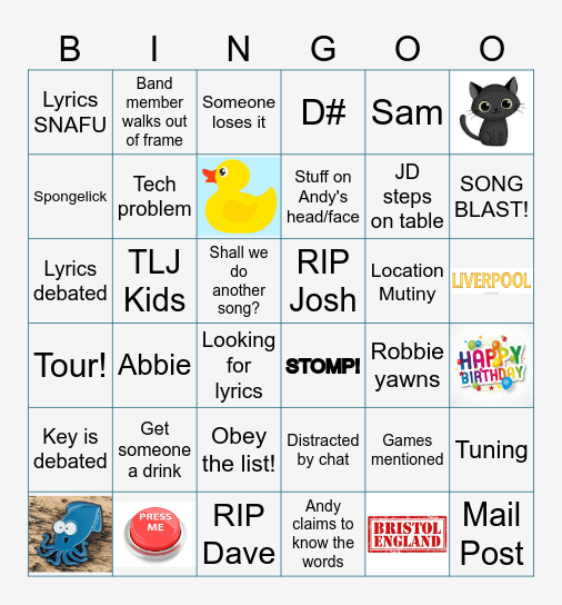 TLJ Stream Bingo Card