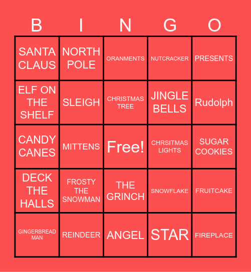 Powers PIP Chrsitmas BINGO Card
