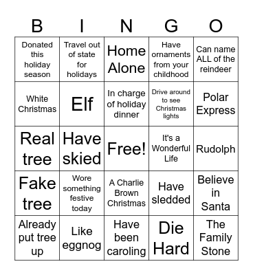 OACHC Holiday Bingo Card