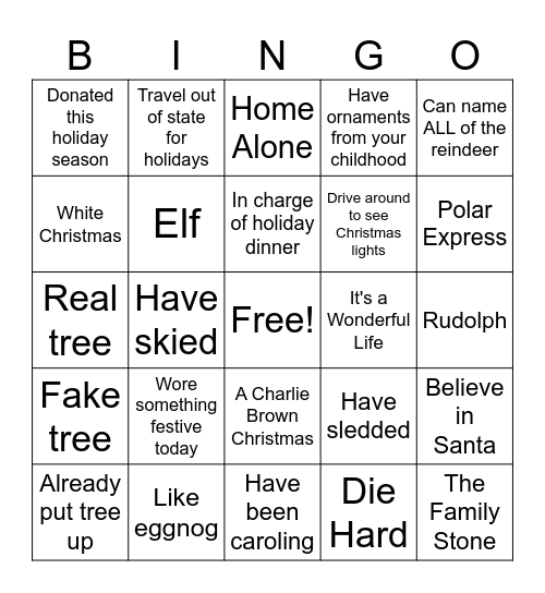 OACHC Holiday Bingo Card