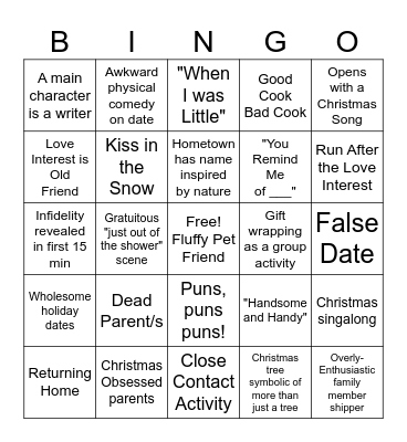 Hallmark Christmas Movie Tropes Bingo Card