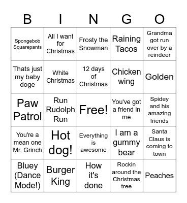 Christmas Party! Bingo Card