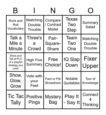 Lead4ward Bingo Card