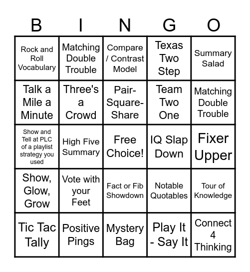 Lead4ward Bingo Card