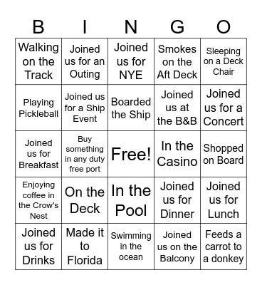 Where’s Nick? Bingo Card
