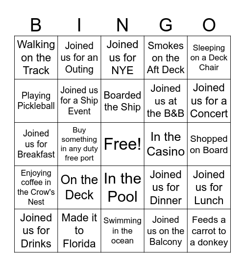 Where’s Nick? Bingo Card