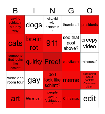 r/jschlatt submissions bingo Card