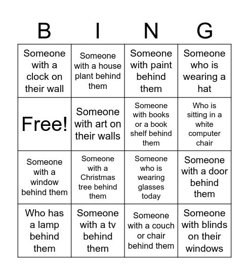 Zoom Surveillance Bingo Card