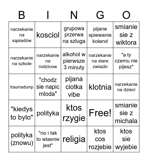 wigilia Bingo Card