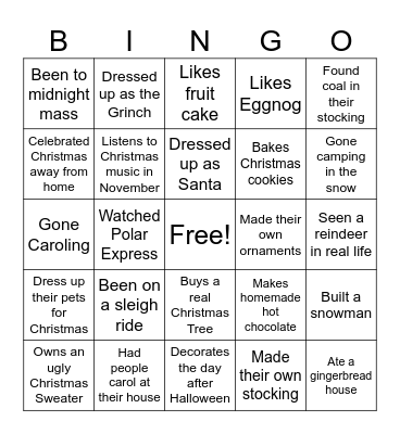 The Fellowship Bingo Card