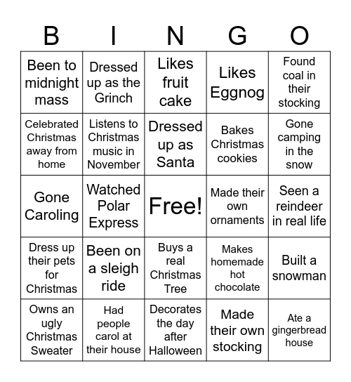 The Fellowship Bingo Card