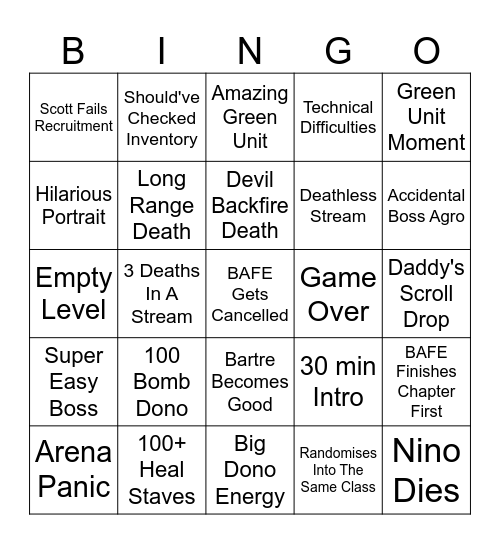 BAFE BINGO! Bingo Card