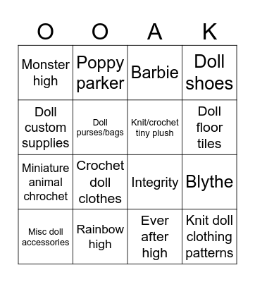 Doll custom bingo Card