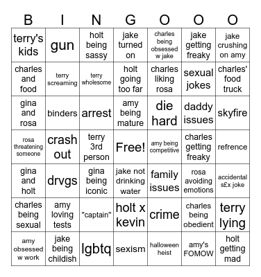 very specific brooklyn 99 bingo Card