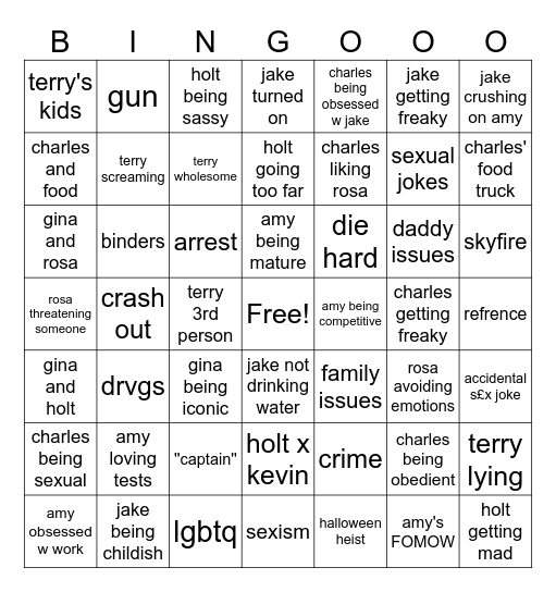 very specific brooklyn 99 bingo Card