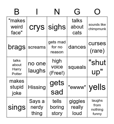 Zora Bingo Card
