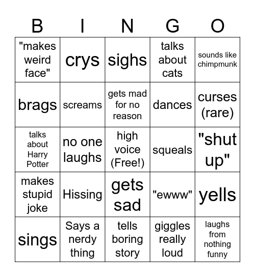 Zora Bingo Card